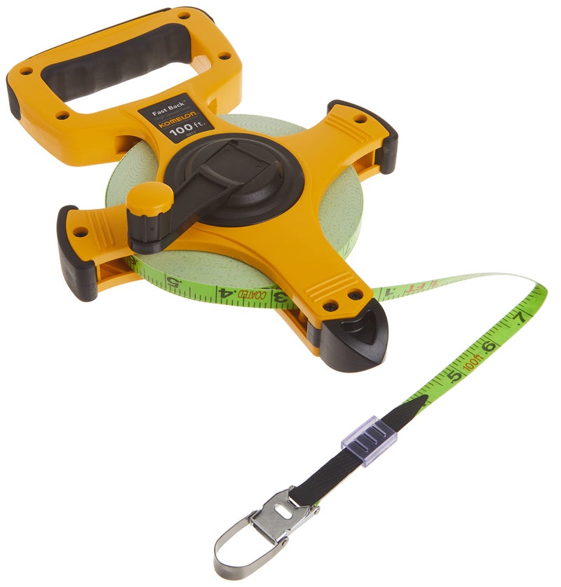 Komelon 8811 Fast Back Open Reel Long Tape Measure with Double Nylon Coated Fiberglass Blade 100-Feet by 1/2-Inch, Yellow,White - Image 3